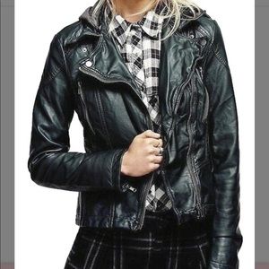 Free People Green Vegan Leather Biker Jacket